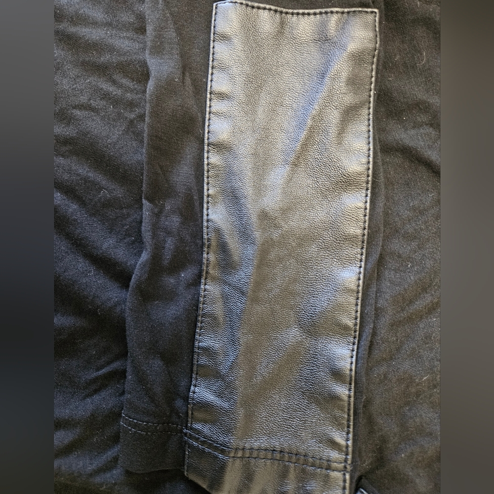 Banana Republic Black top with faux leather 4/$20 - Picture 5 of 7